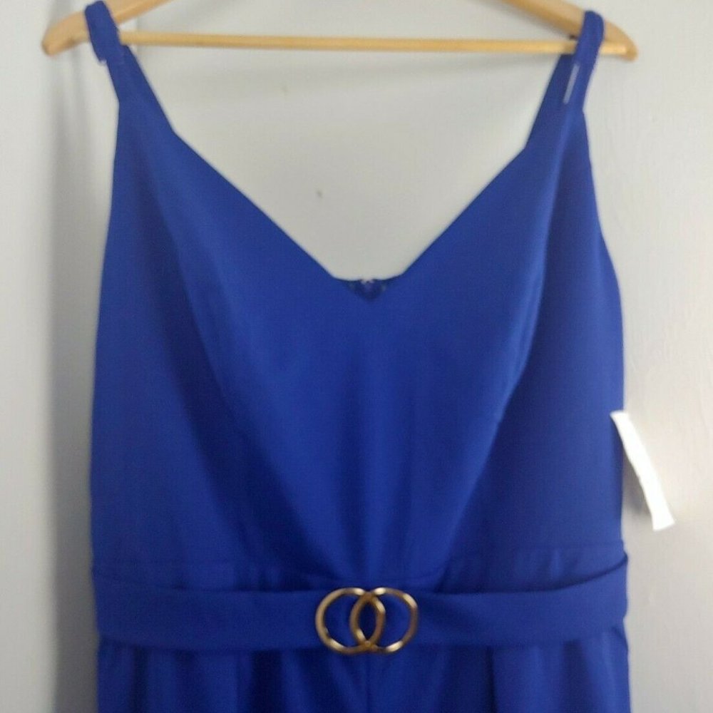 Emerald Sundae belted jumpsuit in blue wide leg - Picture 7 of 10